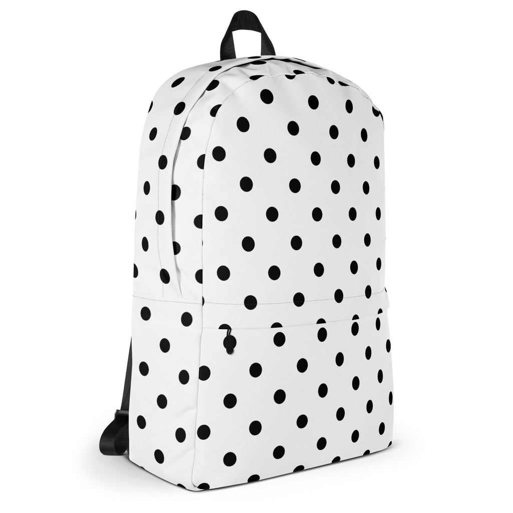Kids White Polka Dot Backpack - Water-Resistant School Bag With Adjustable Padded Straps & Breathable Mesh Back