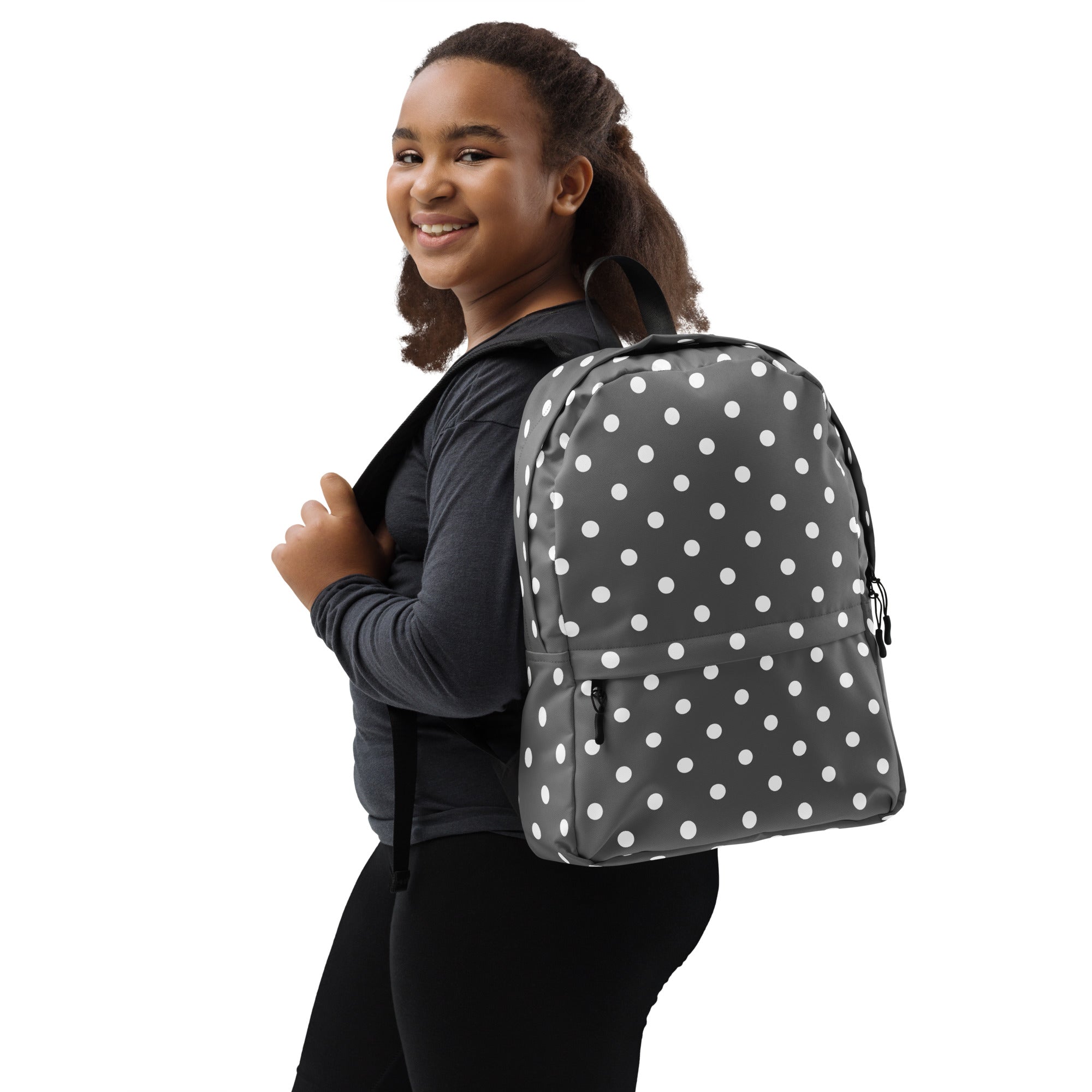Kids Gray Polka Dot Backpack - Water-Resistant School Bag With Adjustable Padded Straps & Breathable Mesh Back