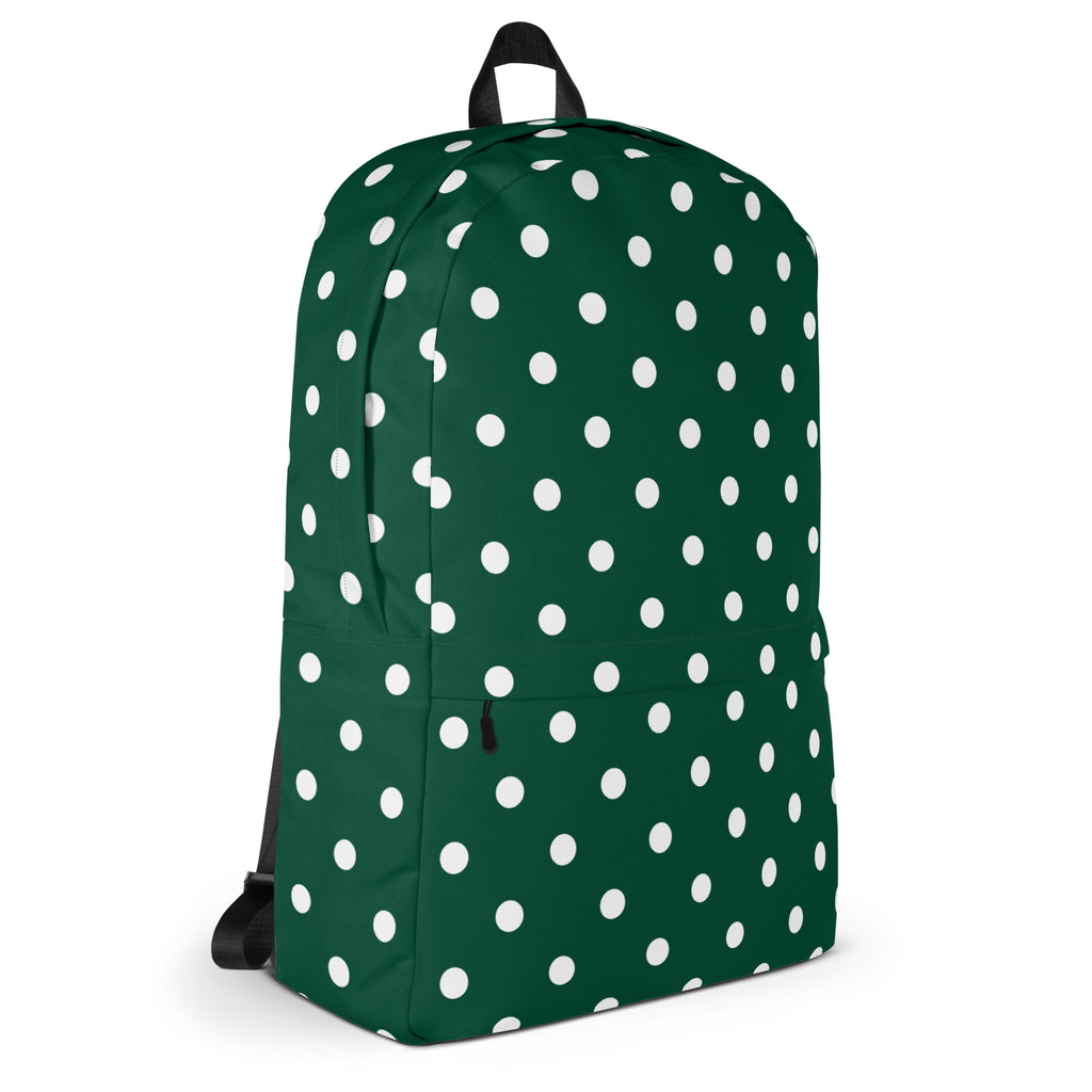 Kids Forest Green Polka Dot Backpack - Water-Resistant School Bag With Adjustable Padded Straps & Breathable Mesh Back