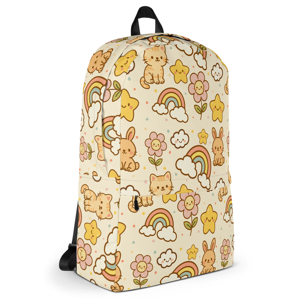 Girls Rainbow Bunny Cat Backpack - Water-Resistant School Bag With Adjustable Padded Straps & Breathable Mesh Back
