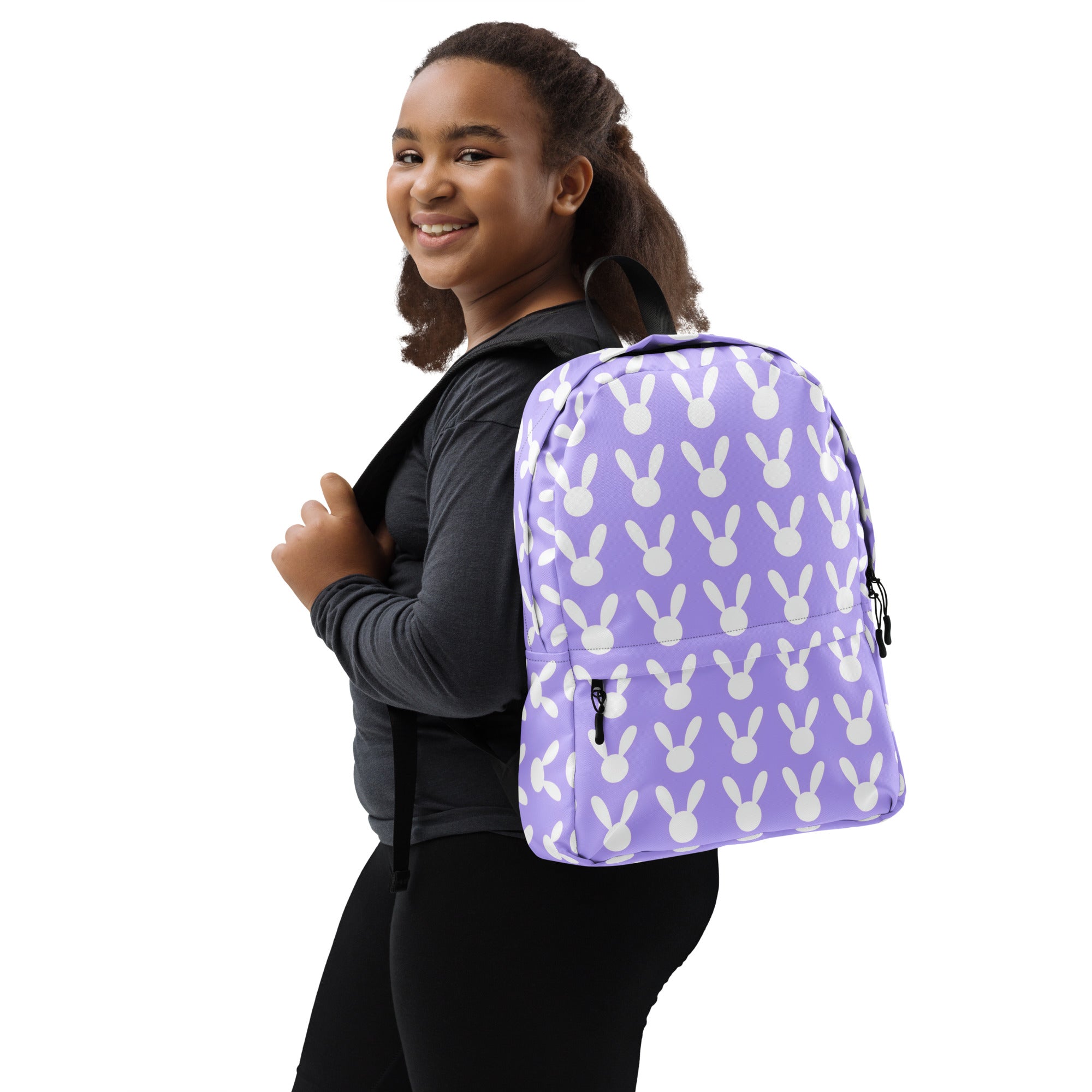 Girls Purple Bunny Backpack - Water-Resistant School Bag With Adjustable Padded Straps & Breathable Mesh Back