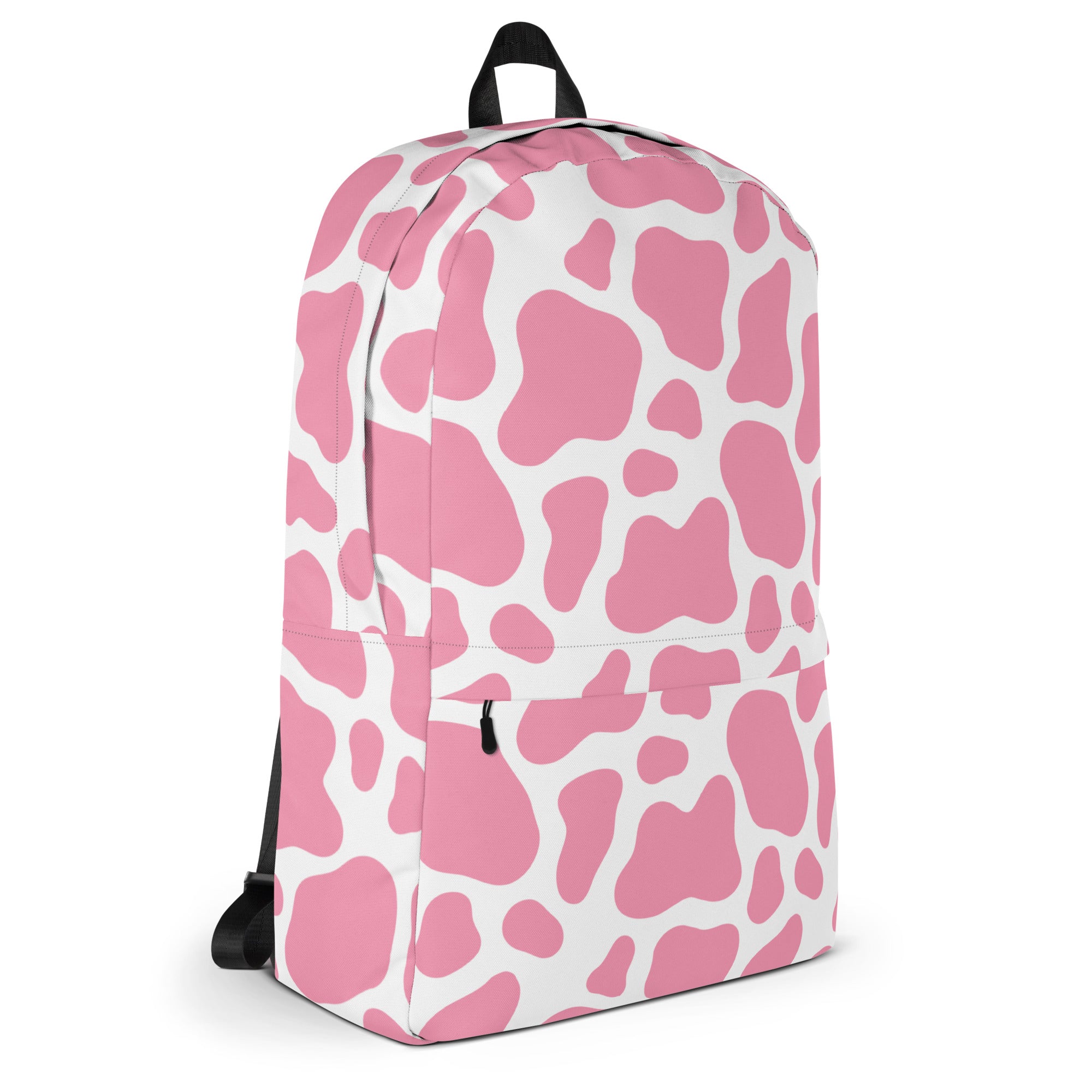 Girls Pink Cow Print Backpack - Water-Resistant School Bag With Adjustable Padded Straps & Breathable Mesh Back