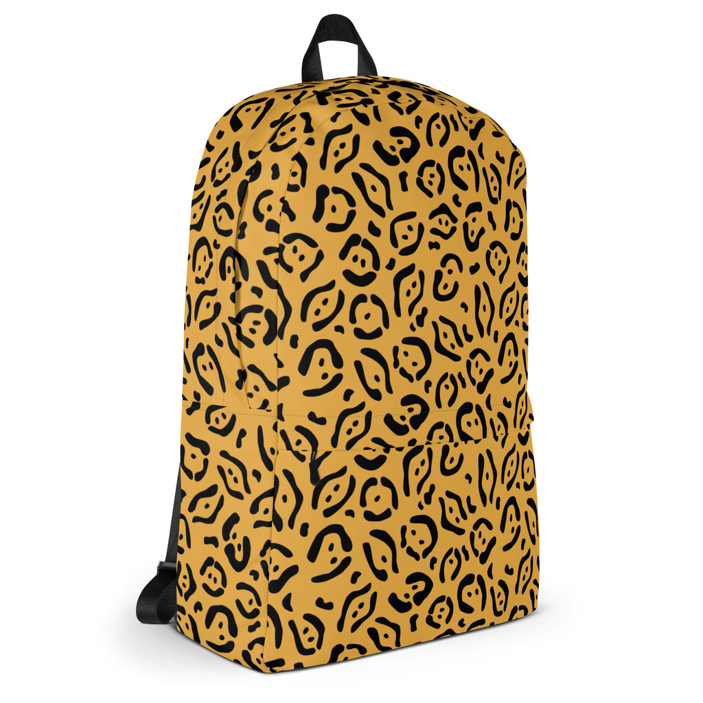 Kids Gold Leopard Print Backpack - Water-Resistant School Bag With Adjustable Padded Straps & Breathable Mesh Back