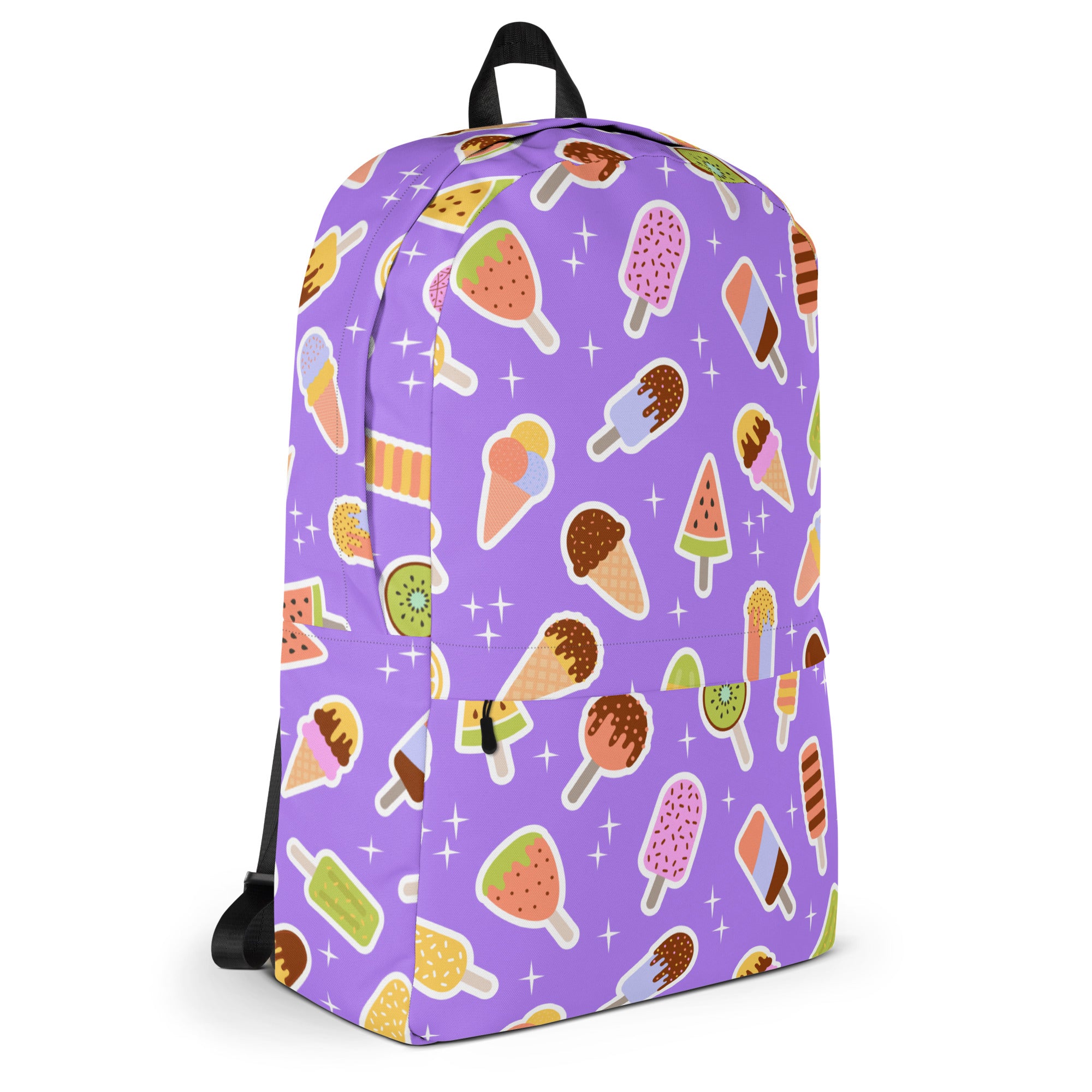 Girls Purple Ice Cream Backpack - Water-Resistant School Bag With Adjustable Padded Straps & Breathable Mesh Back