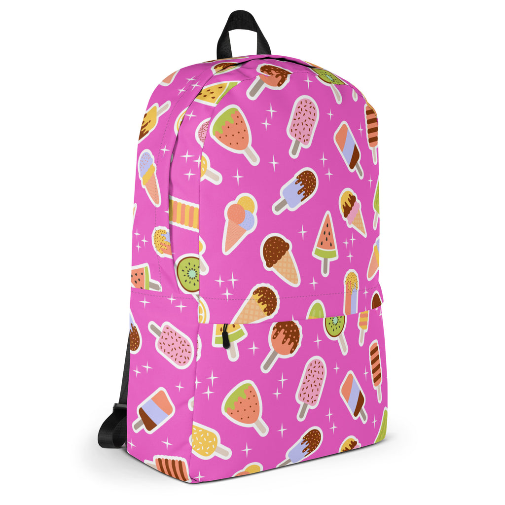 Girls Pink Ice Cream Backpack - Water-Resistant School Bag With Adjustable Padded Straps & Breathable Mesh Back