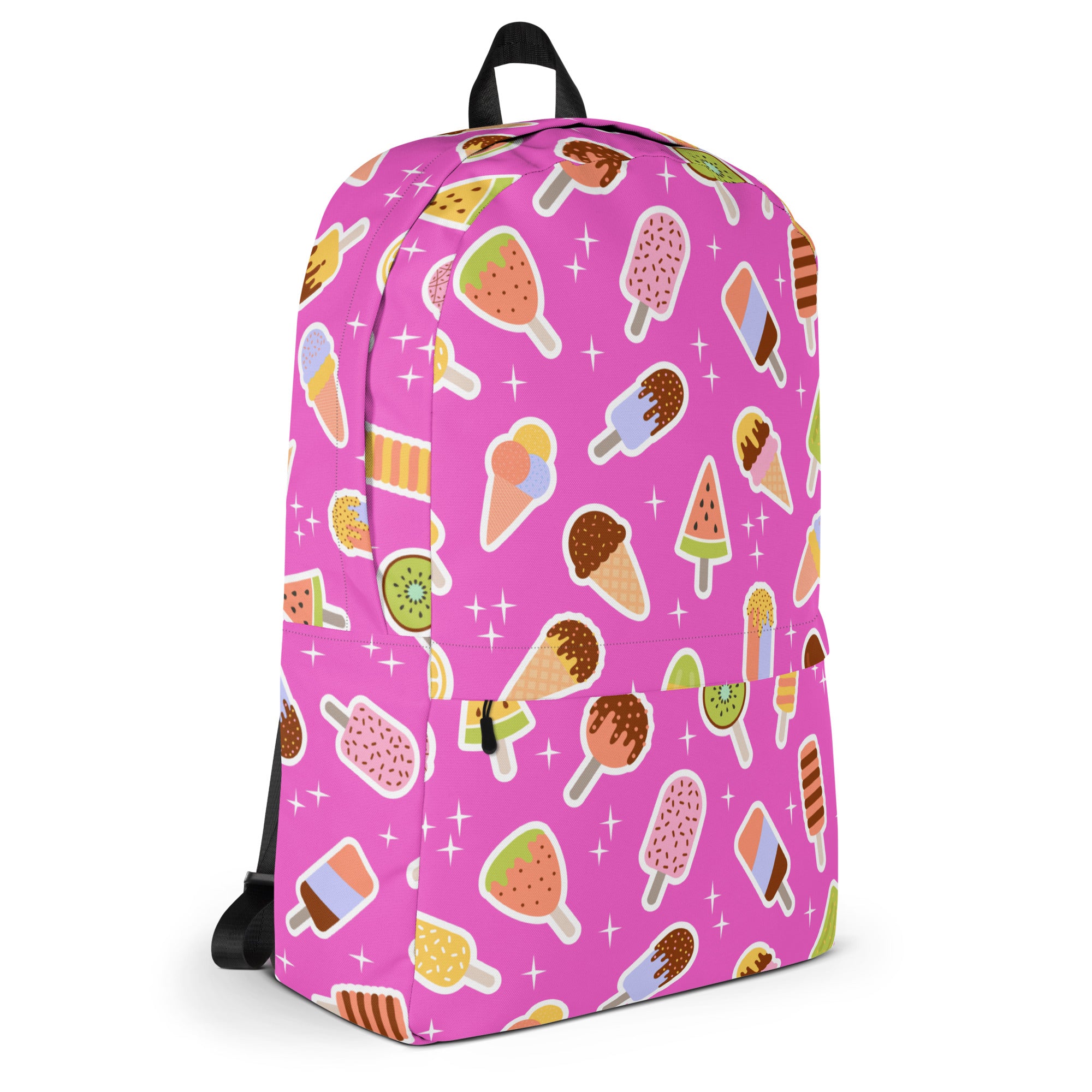 Girls Pink Ice Cream Backpack - Water-Resistant School Bag With Adjustable Padded Straps & Breathable Mesh Back