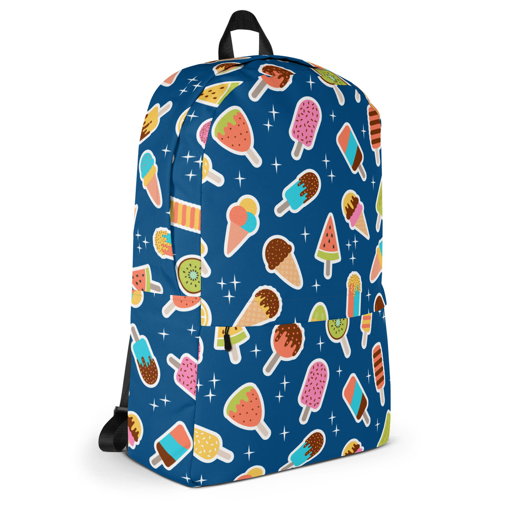 Girls Blue Ice Cream Backpack - Water-Resistant School Bag With Adjustable Padded Straps & Breathable Mesh Back