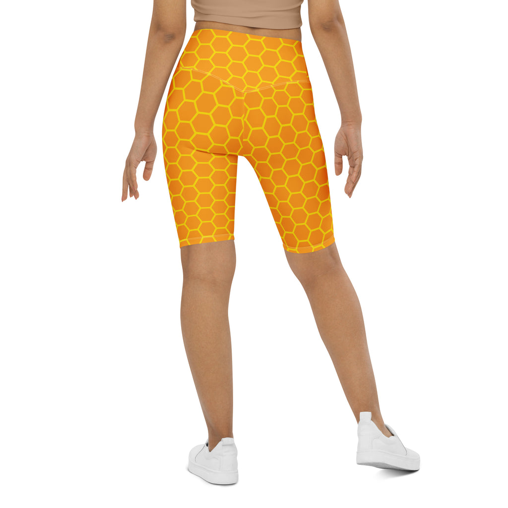 Women's Honeycomb High Waisted Biker Shorts - Moisture Wicking Active Fit
