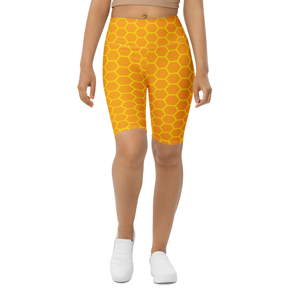 Women's Honeycomb High Waisted Biker Shorts - Moisture Wicking Active Fit