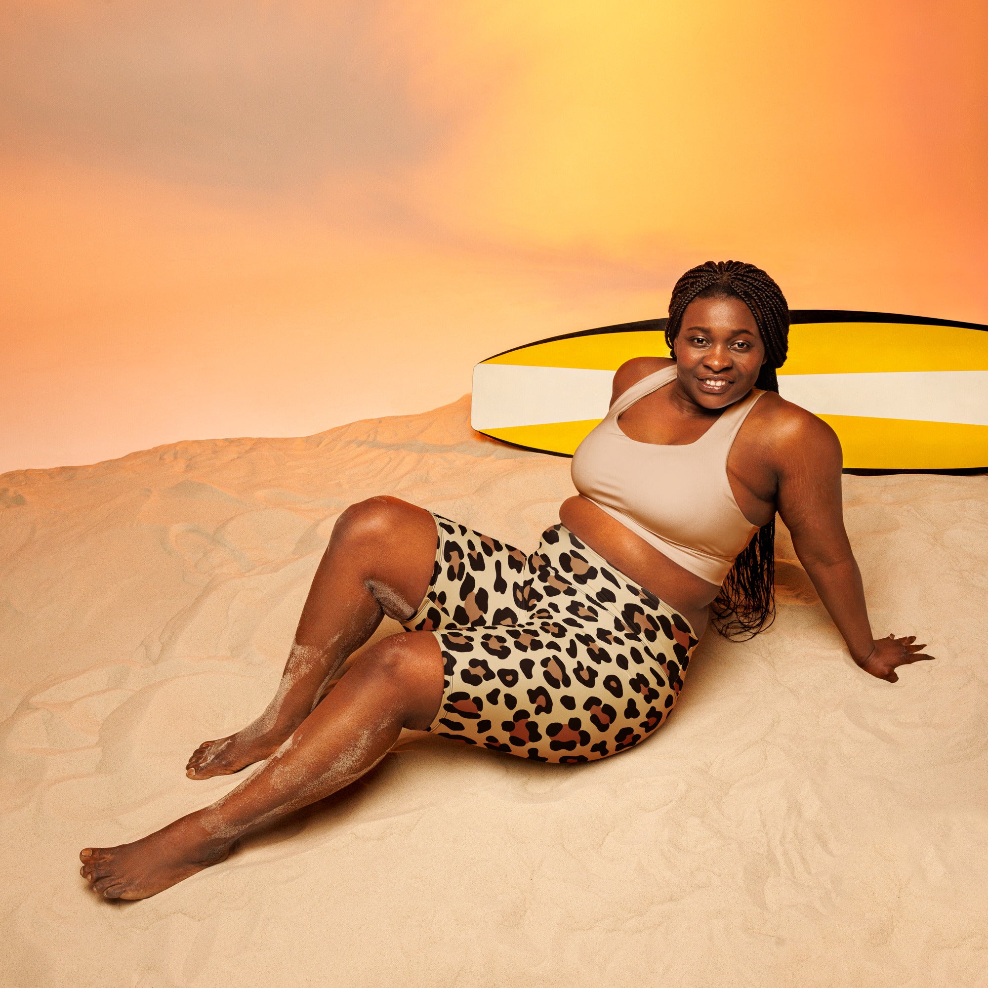 Women's Leopard Print High Waisted Biker Shorts - Moisture Wicking Active Fit