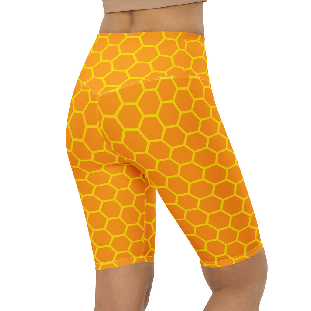 Women's Honeycomb High Waisted Biker Shorts - Moisture Wicking Active Fit
