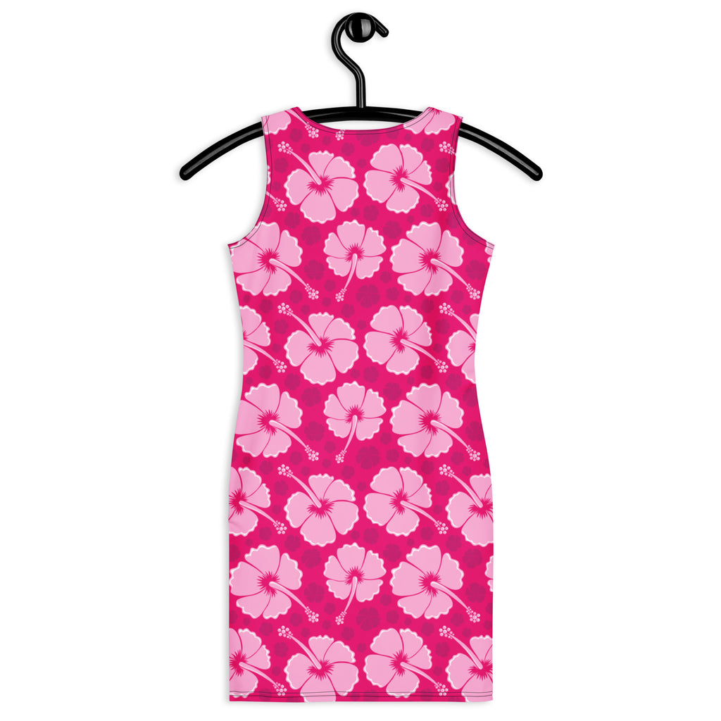 Women's Tropical Pink Hibiscus Bodycon Dress – Buttery Soft Fit With UPF 50+ Sun Protection