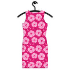 Women's Tropical Pink Hibiscus Bodycon Dress – Buttery Soft Fit With UPF 50+ Sun Protection