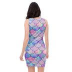 Women's Pastel Mermaid Scale Bodycon Dress – Buttery Soft Fit With UPF 50+ Sun Protection