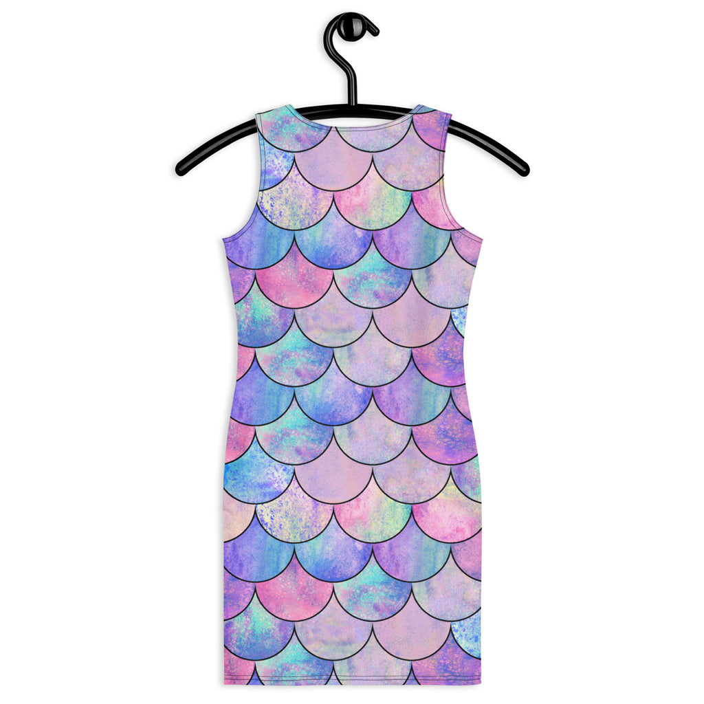 Women's Pastel Mermaid Scale Bodycon Dress – Buttery Soft Fit With UPF 50+ Sun Protection