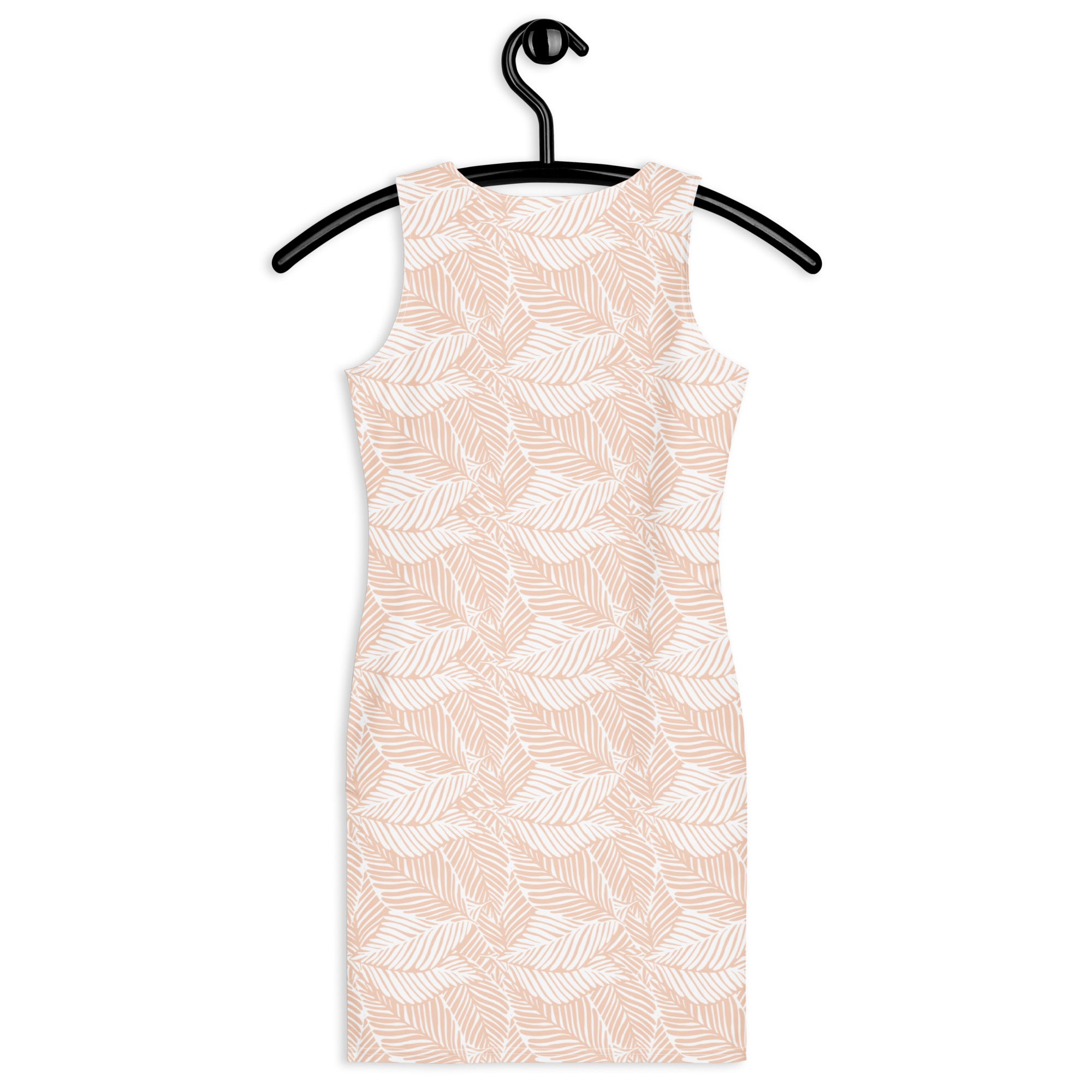 Women's Sand Beige Tropical Leaf Bodycon Dress – Buttery Soft Fit With UPF 50+ Sun Protection