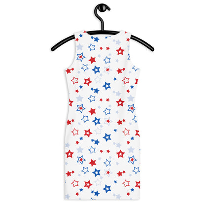 Women's  Red, White & Blue Star Bodycon Dress – Buttery Soft Fit With UPF 50+ Sun Protection