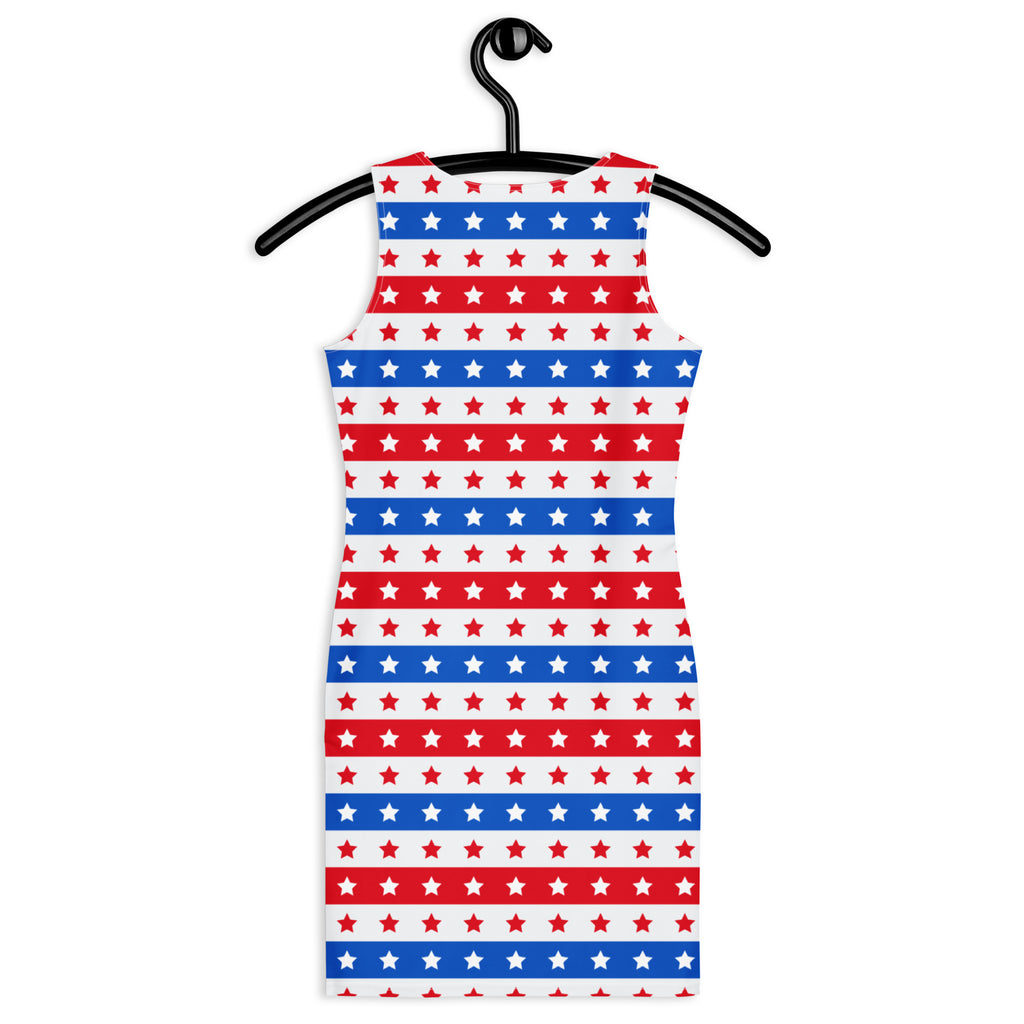 Women's Patriotic Stars and Stripes Bodycon Dress – Buttery Soft Fit With UPF 50+ Sun Protection