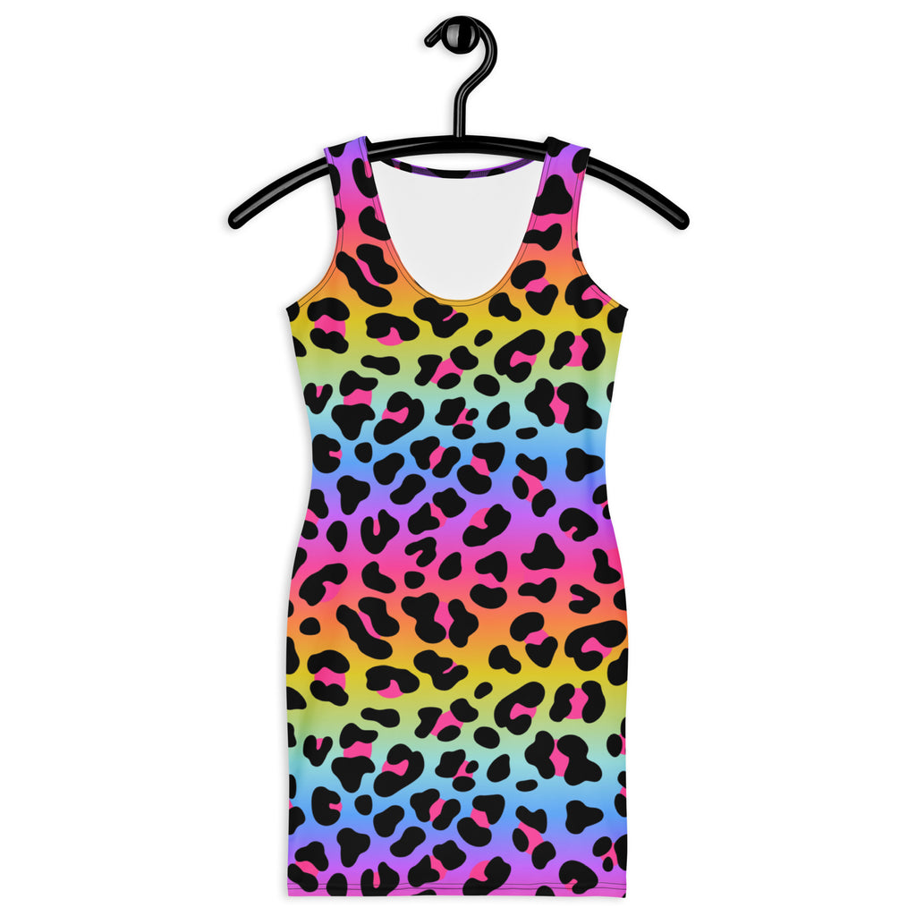 Women's Rainbow Leopard Bodycon Dress – Buttery Soft Fit With UPF 50+ Sun Protection