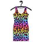 Women's Rainbow Leopard Bodycon Dress – Buttery Soft Fit With UPF 50+ Sun Protection
