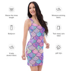 Women's Pastel Mermaid Scale Bodycon Dress – Buttery Soft Fit With UPF 50+ Sun Protection