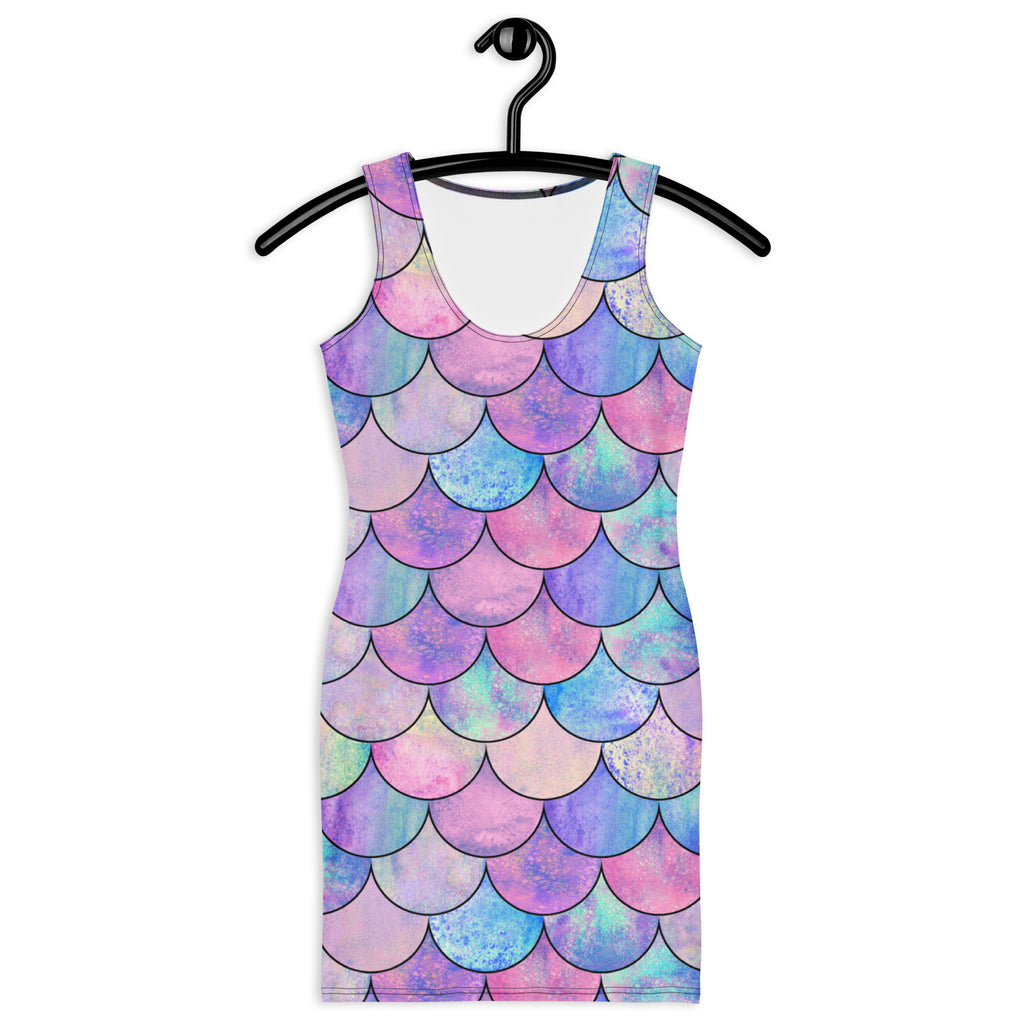 Women's Pastel Mermaid Scale Bodycon Dress – Buttery Soft Fit With UPF 50+ Sun Protection