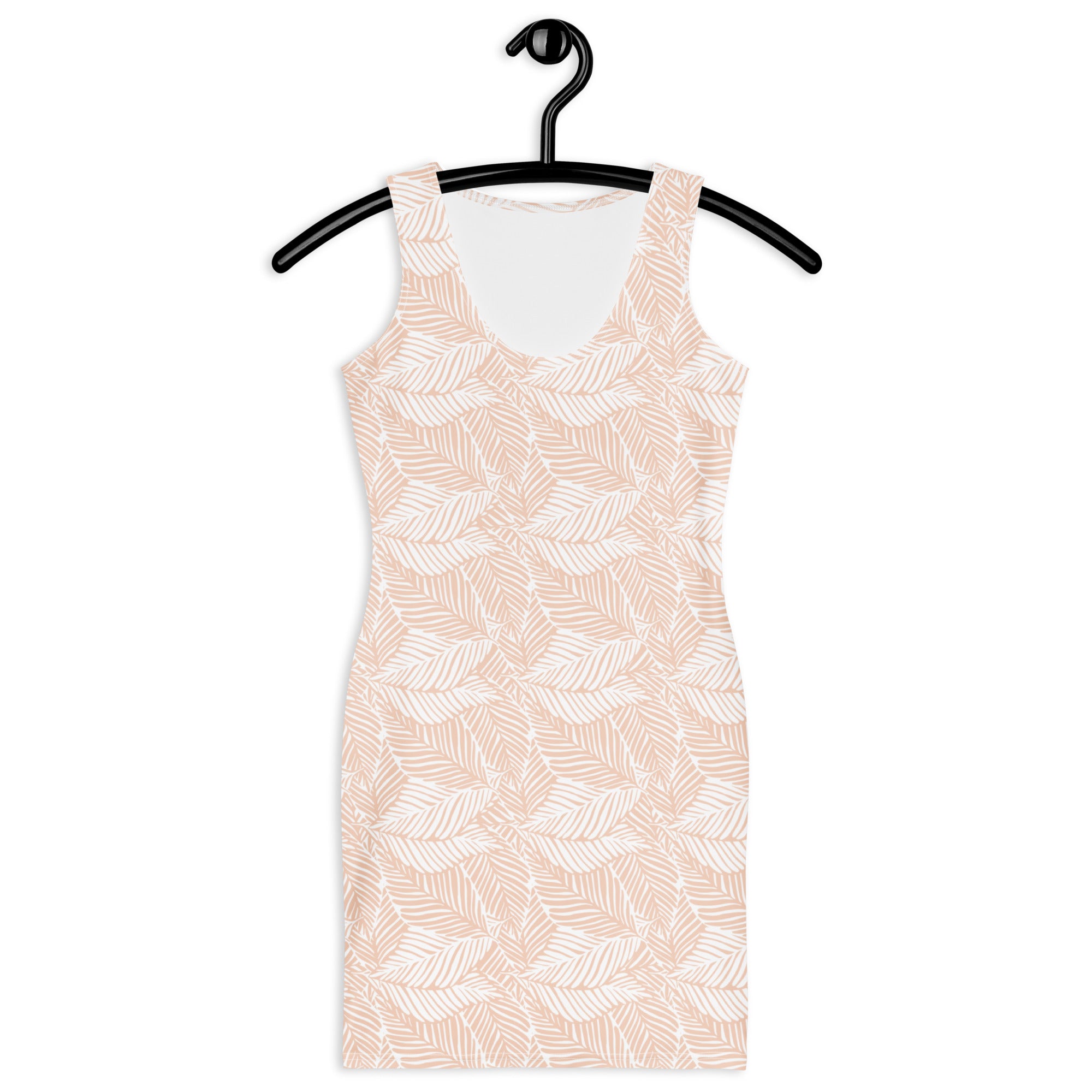 Women's Sand Beige Tropical Leaf Bodycon Dress – Buttery Soft Fit With UPF 50+ Sun Protection