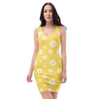 Women's Yellow Daisy Bodycon Dress – Buttery Soft Fit With UPF 50+ Sun Protection