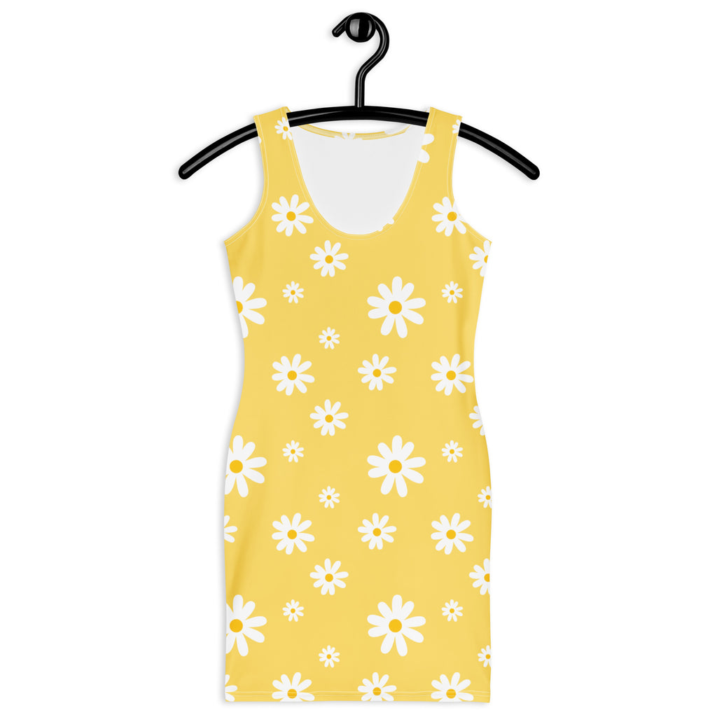 Women's Yellow Daisy Bodycon Dress – Buttery Soft Fit With UPF 50+ Sun Protection