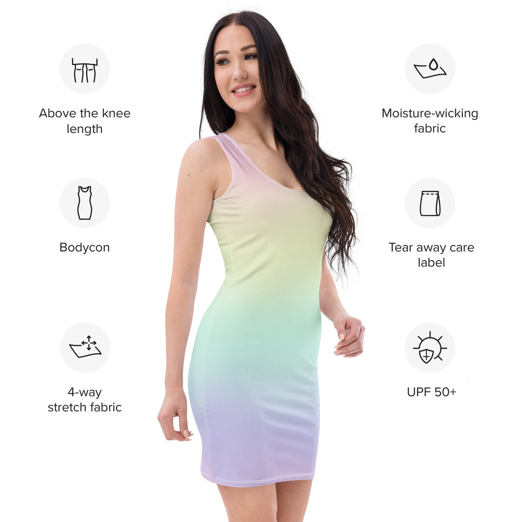 Women's Pastel Rainbow Bodycon Dress – Buttery Soft Fit With UPF 50+ Sun Protection