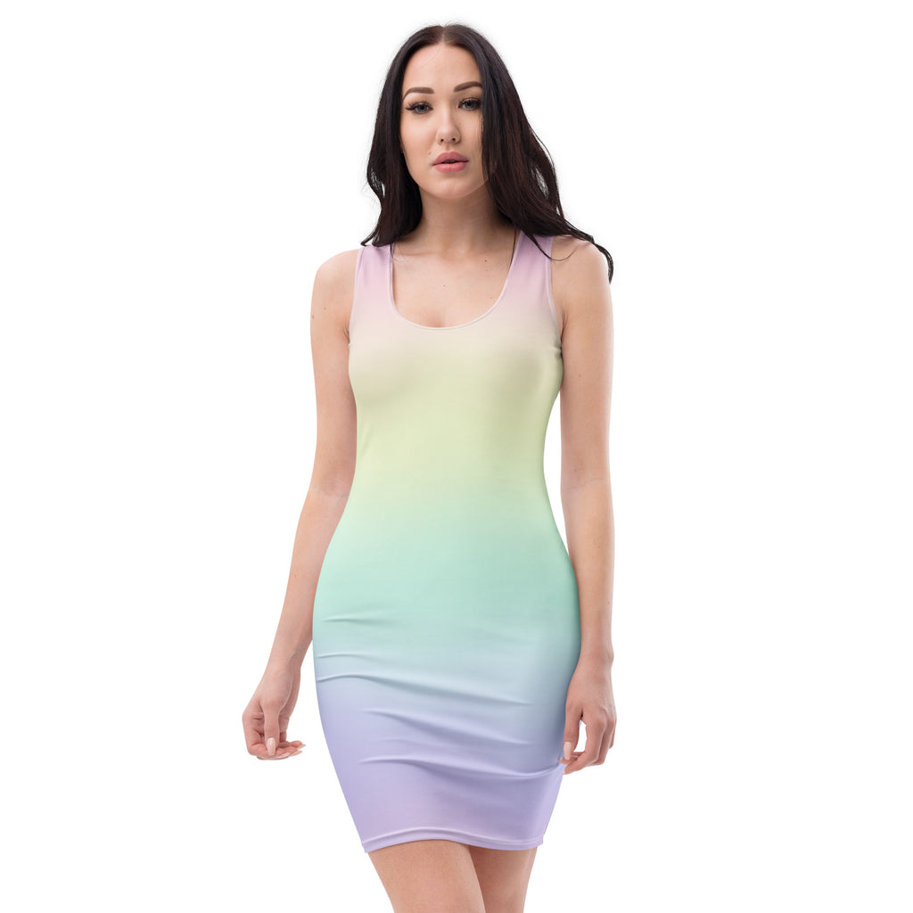 Women's Pastel Rainbow Bodycon Dress – Buttery Soft Fit With UPF 50+ Sun Protection