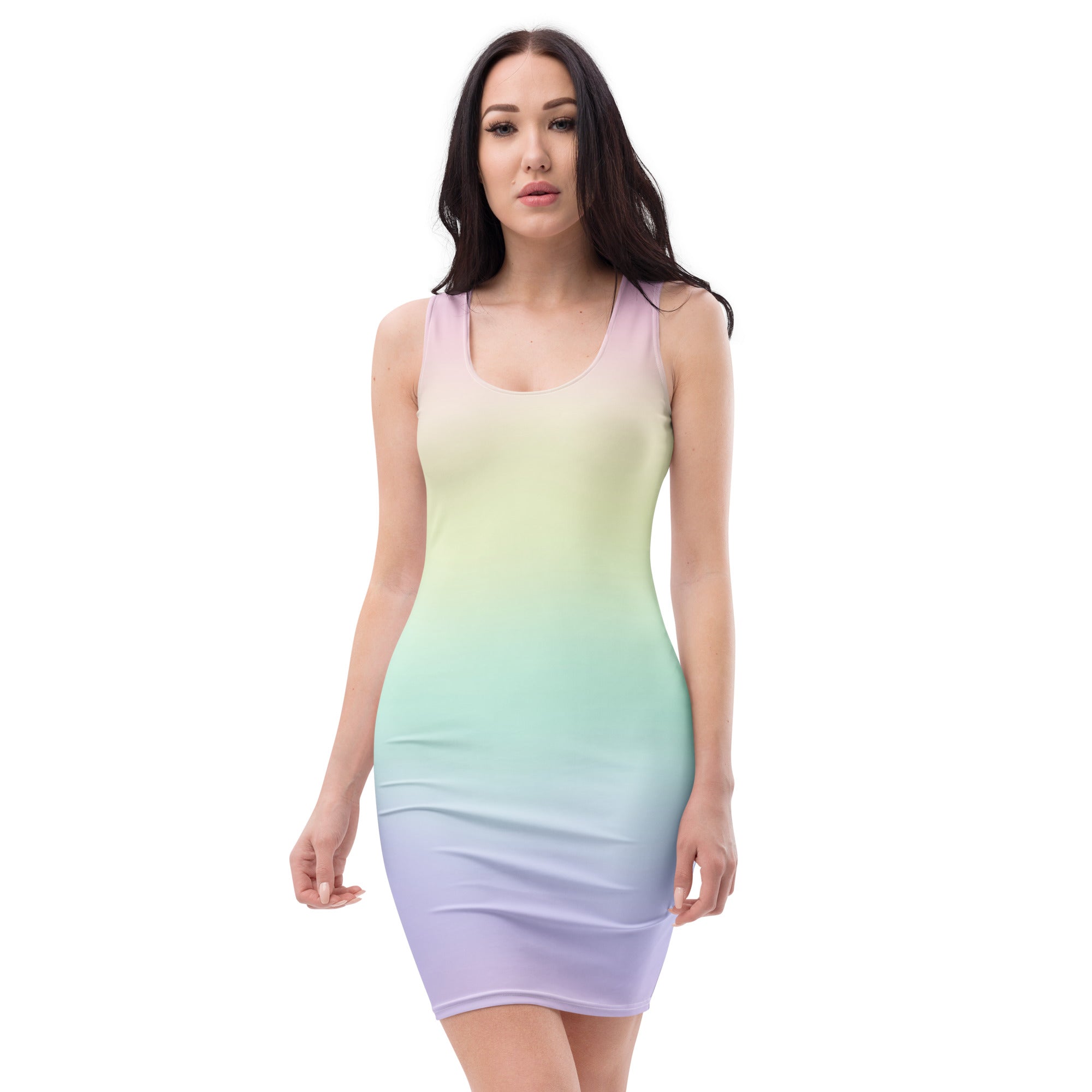 Women's Pastel Rainbow Bodycon Dress – Buttery Soft Fit With UPF 50+ Sun Protection