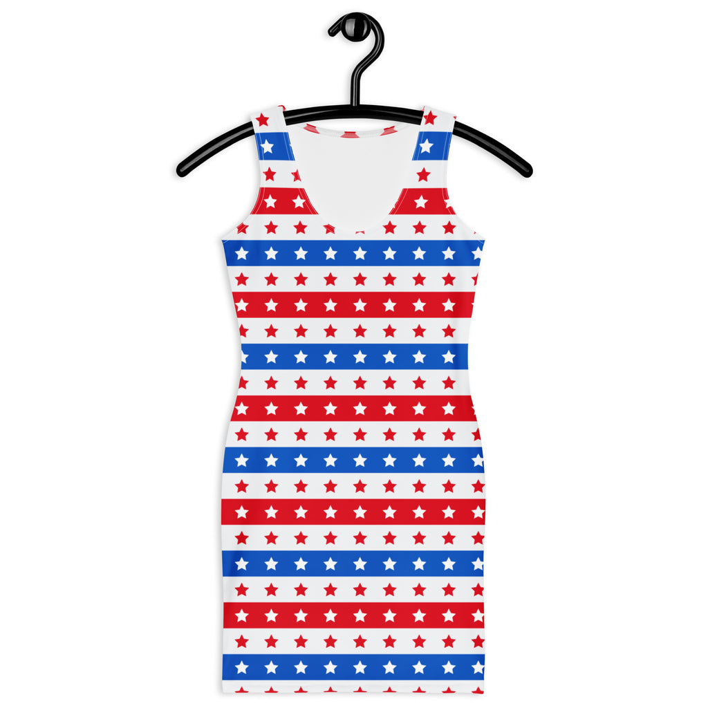 Women's Patriotic Stars and Stripes Bodycon Dress – Buttery Soft Fit With UPF 50+ Sun Protection