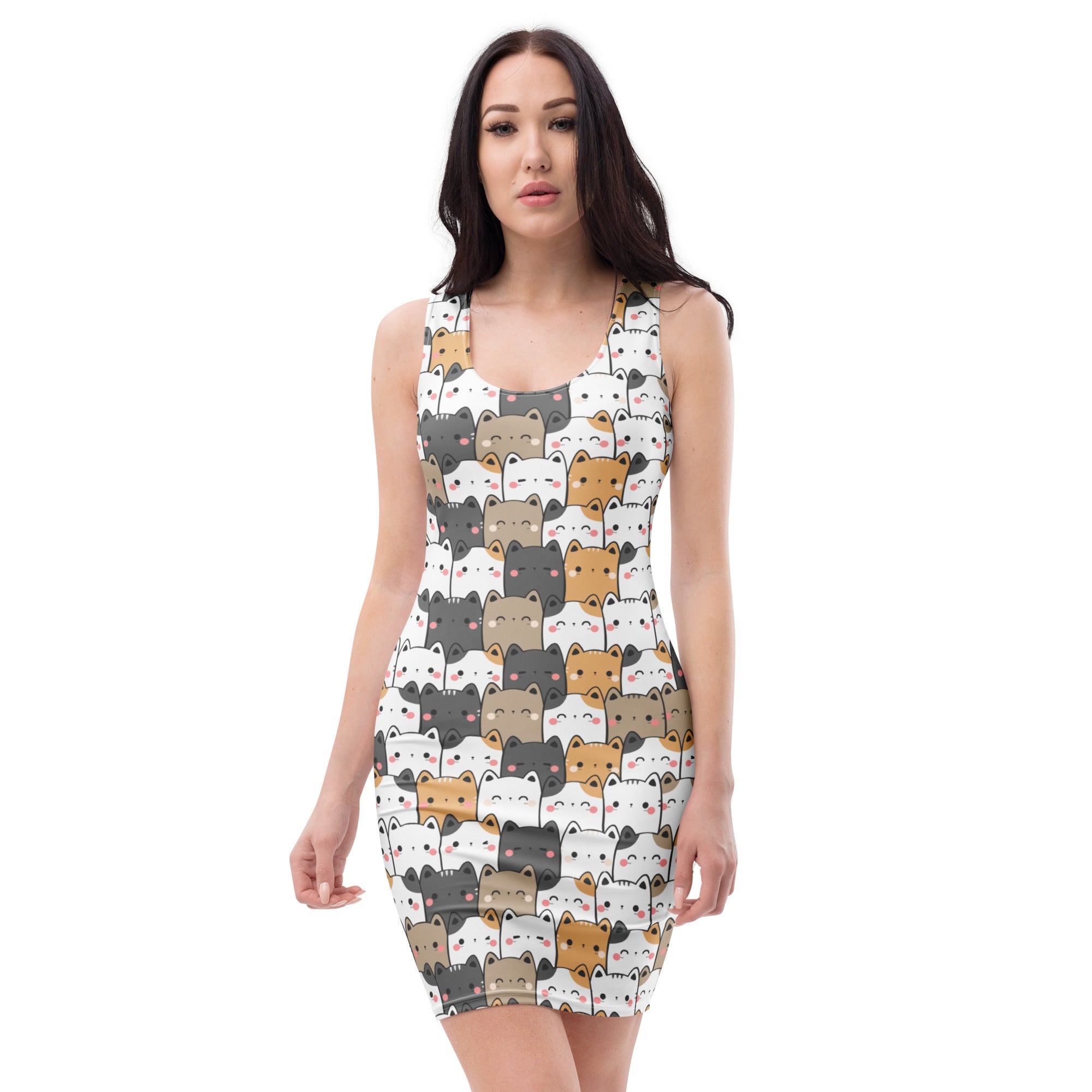 Women's Kawaii Cats Bodycon Dress – Buttery Soft Fit With UPF 50+ Sun Protection