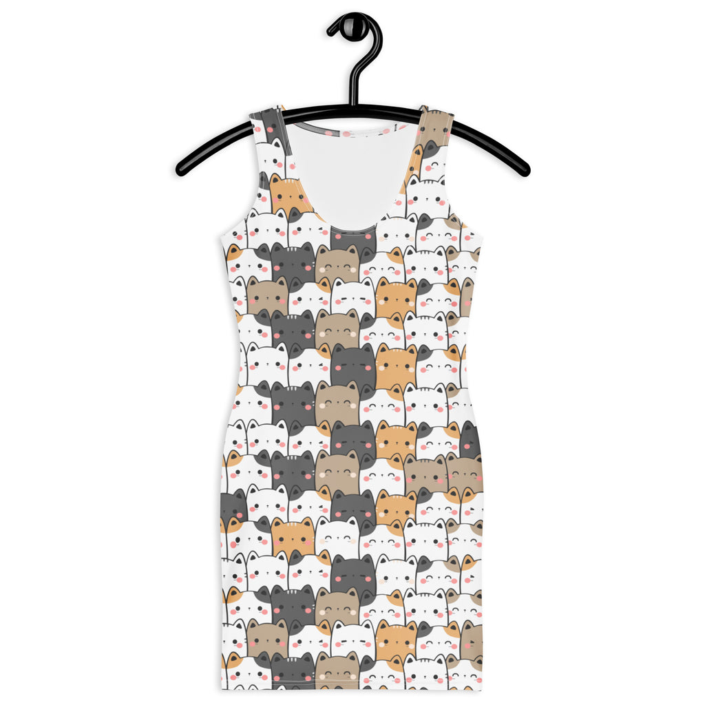 Women's Kawaii Cats Bodycon Dress – Buttery Soft Fit With UPF 50+ Sun Protection