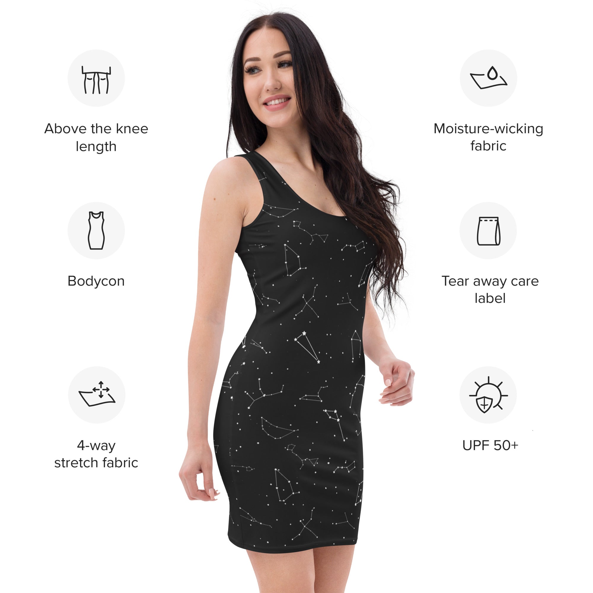 Women's Realistic Constellations Bodycon Dress – Buttery Soft Fit With UPF 50+ Sun Protection