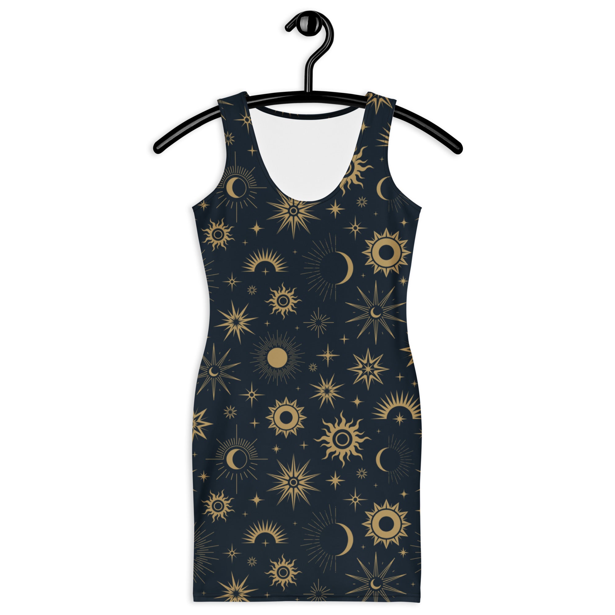 Women's Celestial Sun & Moon Bodycon Dress – Buttery Soft Fit With UPF 50+ Sun Protection