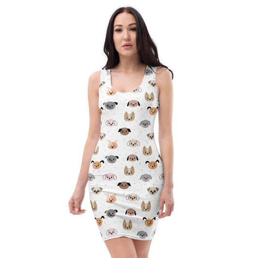 Women's Dog Face Bodycon Dress – Buttery Soft Fit With UPF 50+ Sun Protection