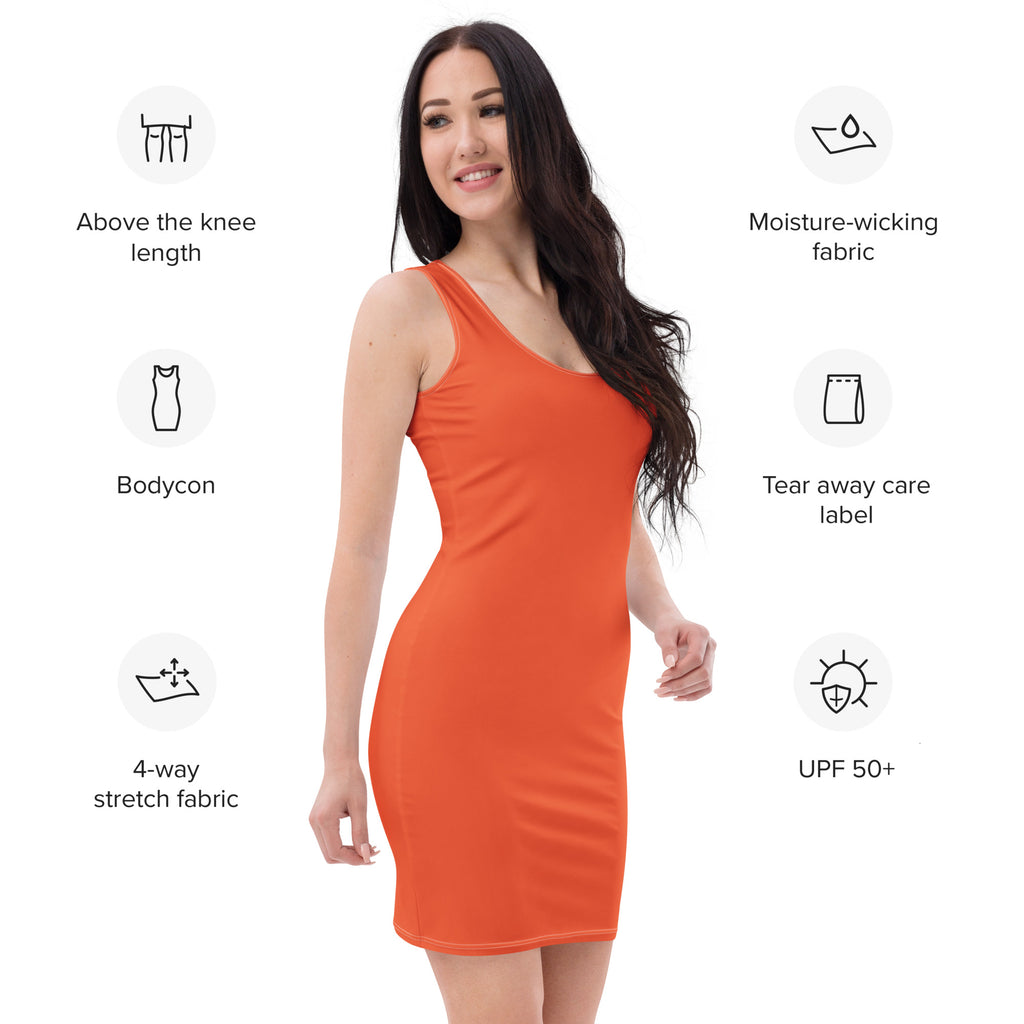 Women's Orange Bodycon Dress – Buttery Soft Fit With UPF 50+ Sun Protection