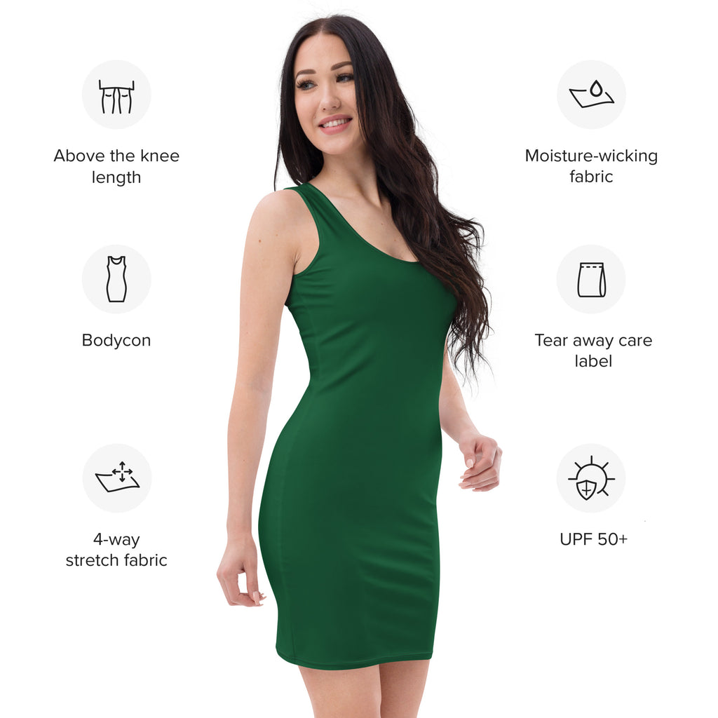 Women's Dark Green Bodycon Dress – Buttery Soft Fit With UPF 50+ Sun Protection