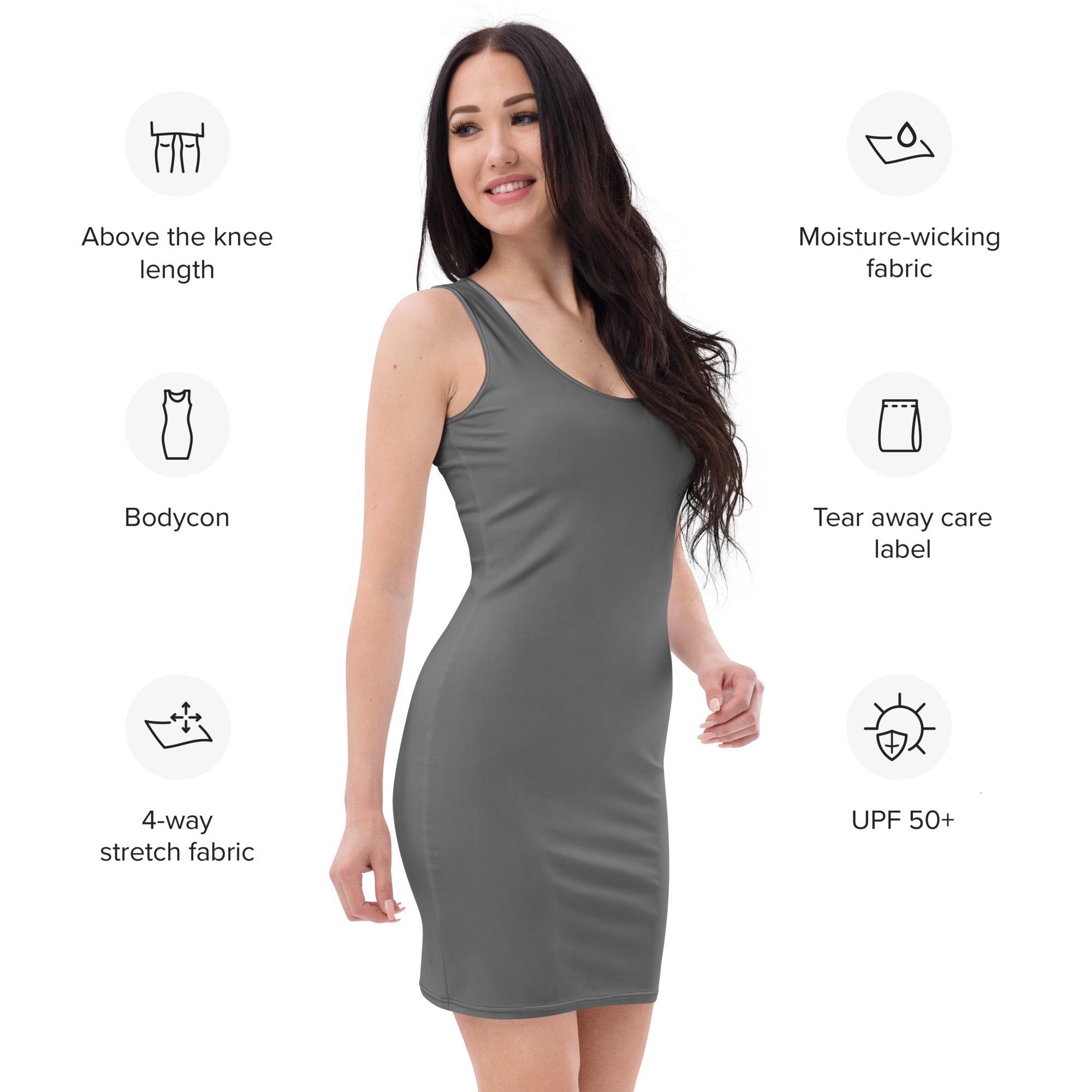 Women's Gray Bodycon Dress – Buttery Soft Fit With UPF 50+ Sun Protection