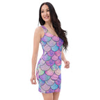 Women's Pastel Mermaid Scale Bodycon Dress – Buttery Soft Fit With UPF 50+ Sun Protection
