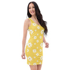 Women's Yellow Daisy Bodycon Dress – Buttery Soft Fit With UPF 50+ Sun Protection