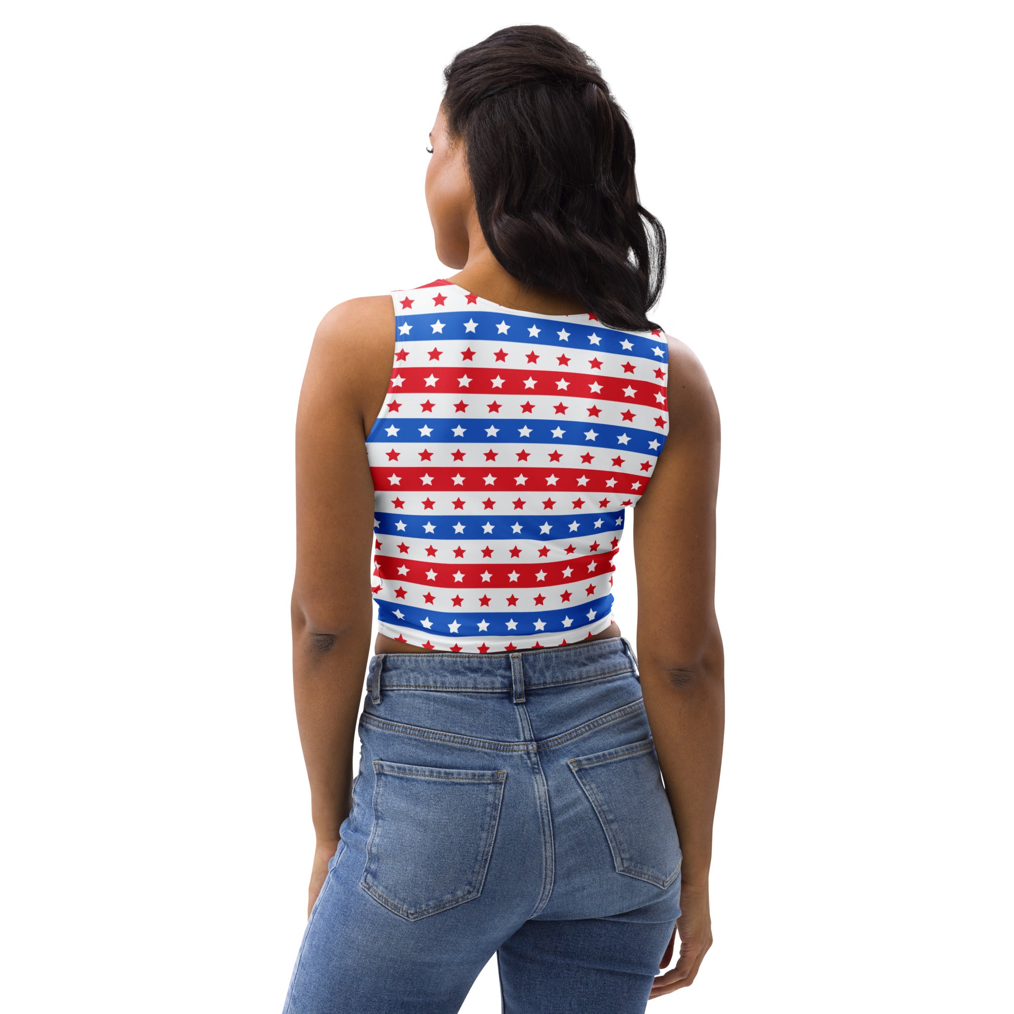 Women's Stars & Stripes Patriotic Buttery Soft Crop Top