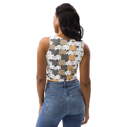 Women's Kawaii Cat Buttery Soft Crop Top