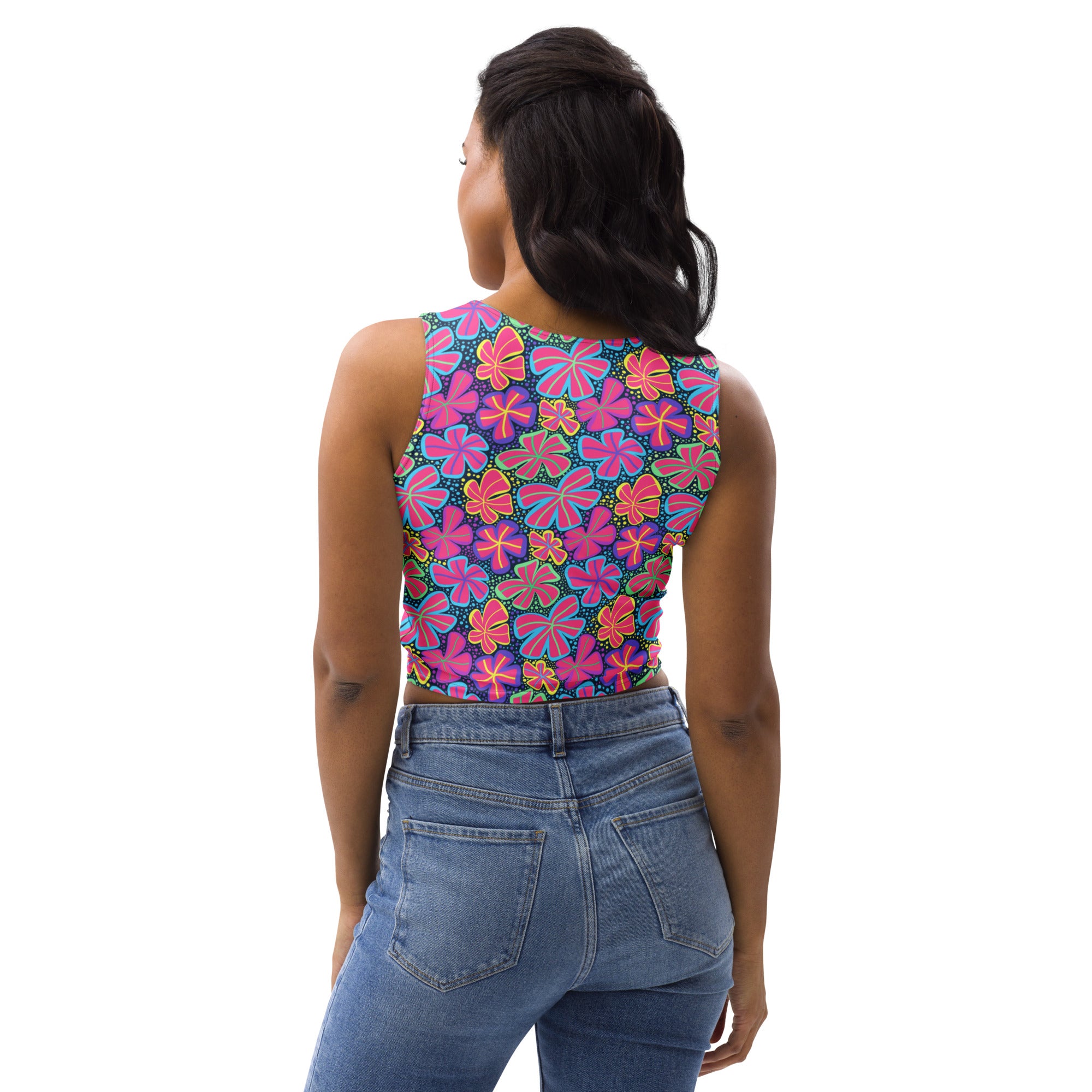 Women's Colorful Tropical Flower Buttery Soft Crop Top
