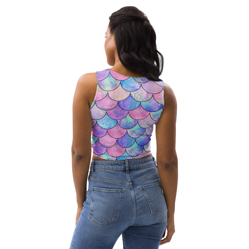 Women's Pastel Mermaid Scales Buttery Soft Crop Top