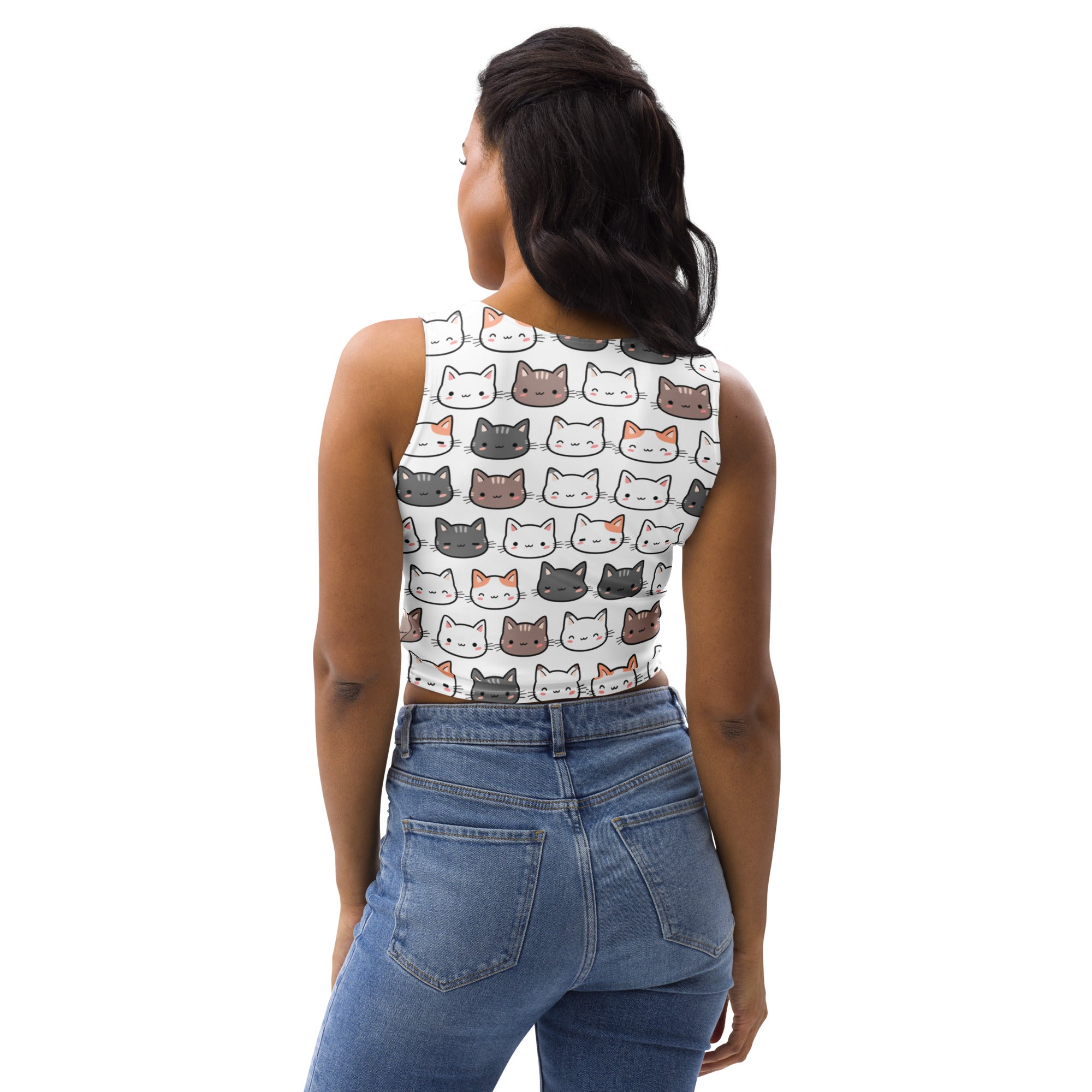 Women's Cute Cat Faces Buttery Soft Crop Top