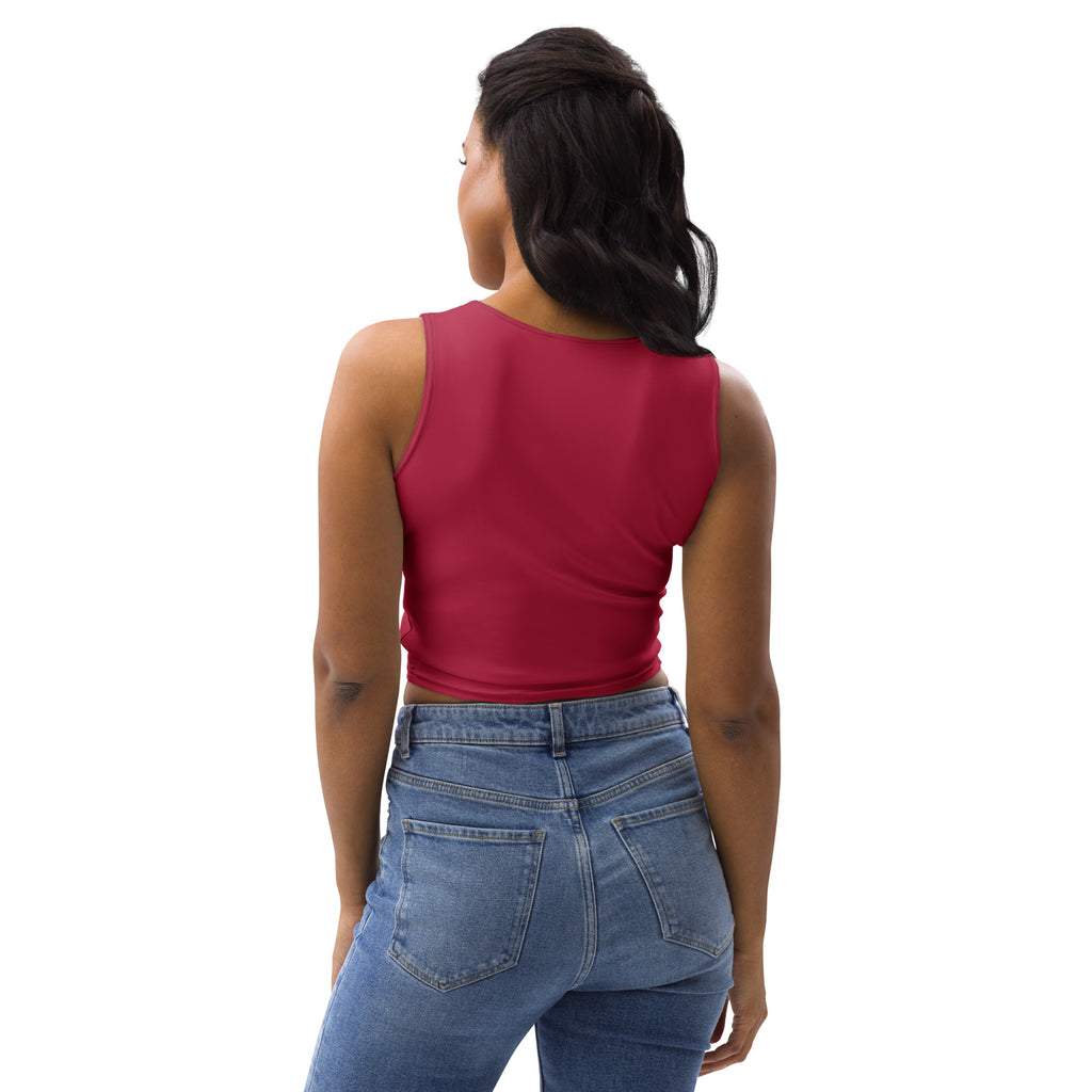 Women’s dark red buttery soft fitted sleeveless crop top with rounded neckline perfect for casual wear