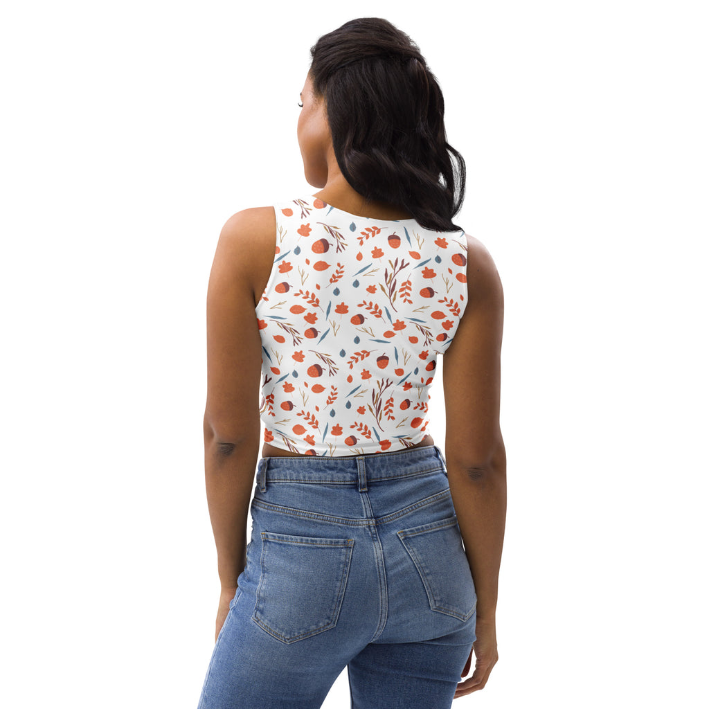 Women's Autumn Floral Acorns Buttery Soft Crop Top